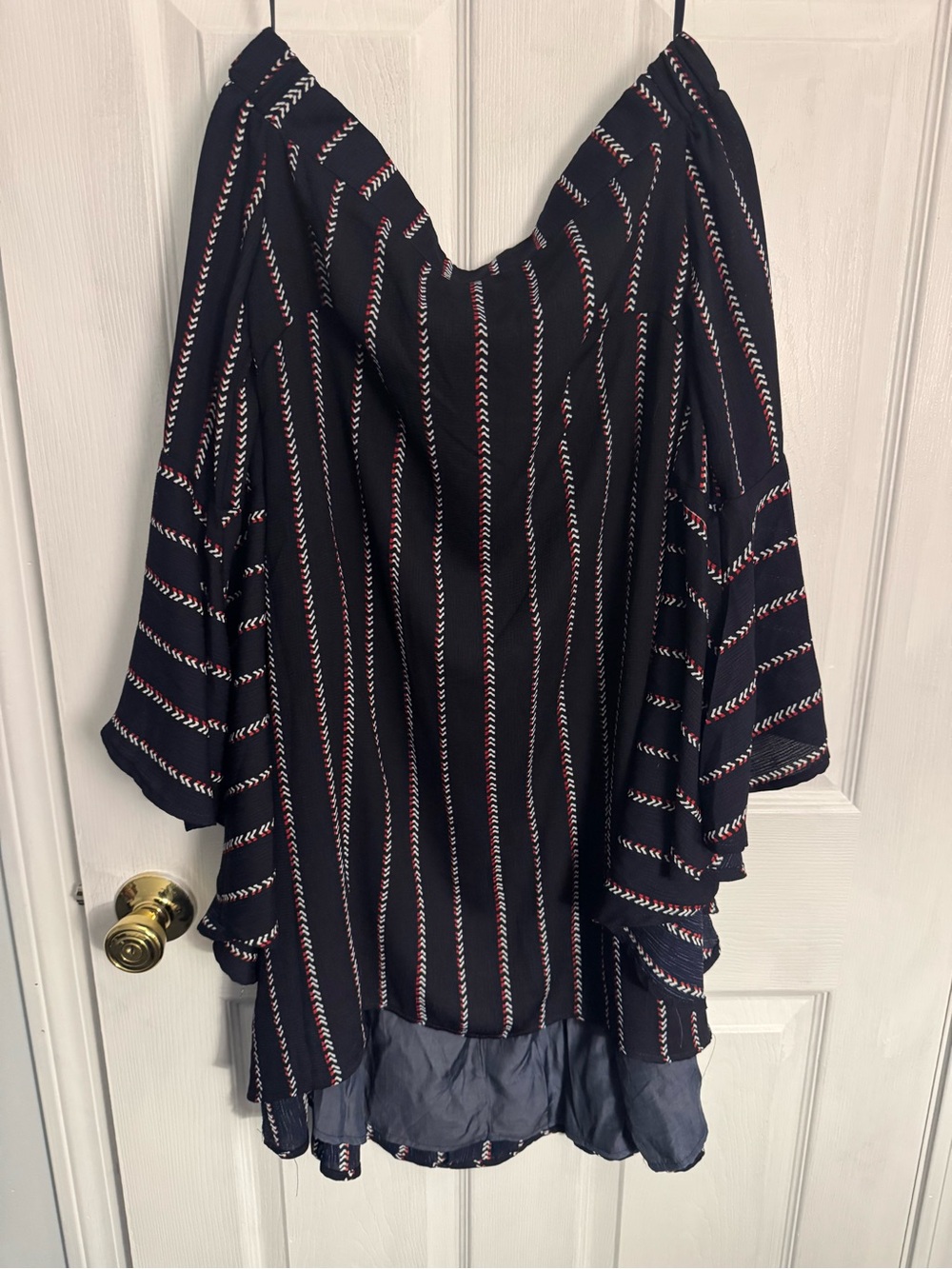 NWT Runaway The Label Off-Shoulder Dress - Size S / US 4 - Black Stripe Bell Sle